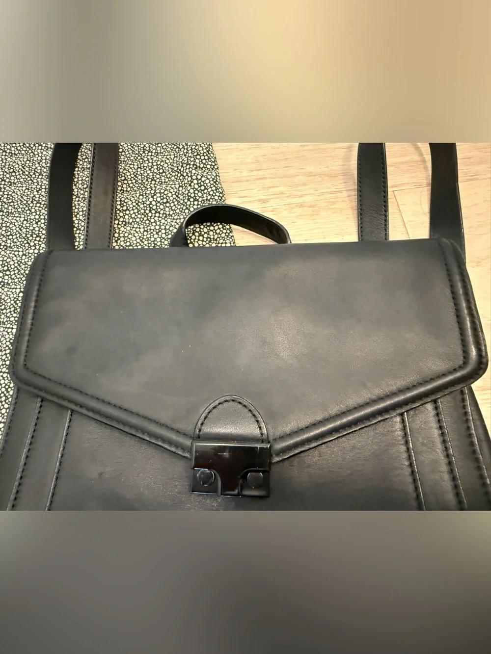 Loeffler Randall Black Leather Convertible Backpack or Crossbody Rare Bag